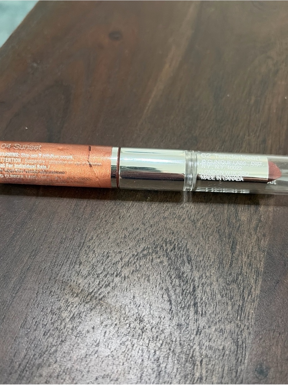 Clinique Long Last Glosswear 04 Sunset & Different Lipstick 02 Tenderheart Duo